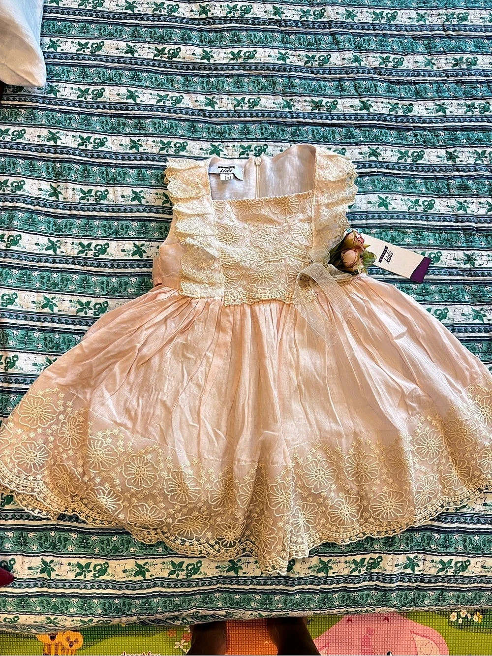 Elina Kids Girls' Formal Floral Dress in Pink & Cream 2t